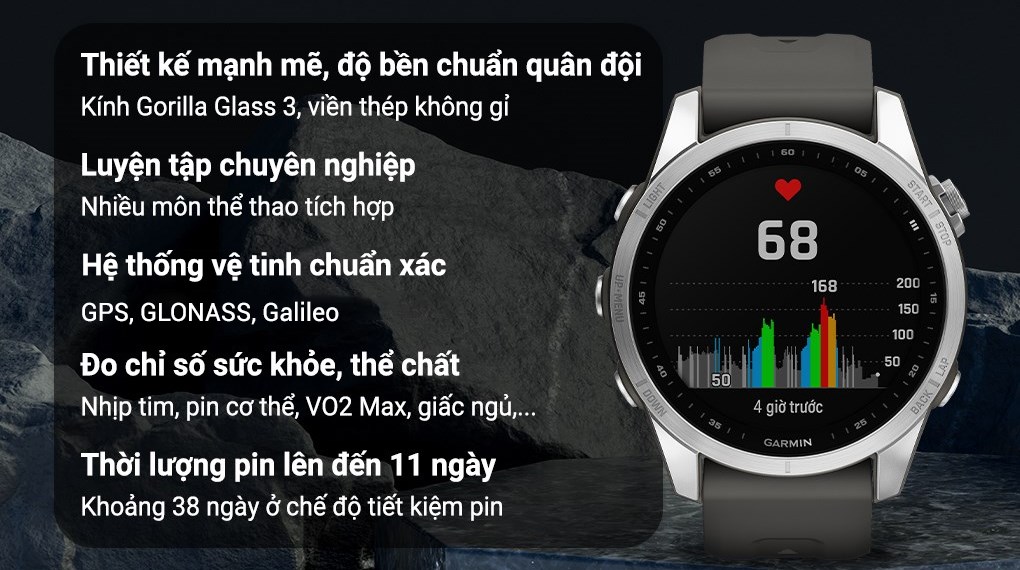 Đồng hồ thông minh Garmin Fenix 7S 42mm Xám