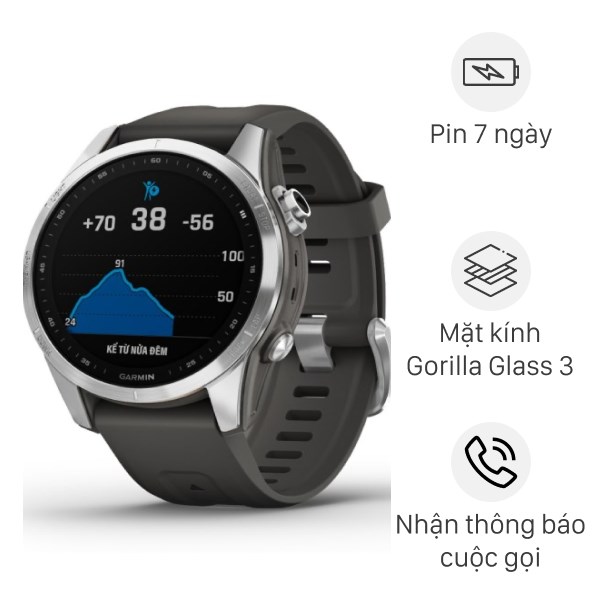 Đồng Hồ Thông Minh Garmin Fenix 7S 42Mm Xám