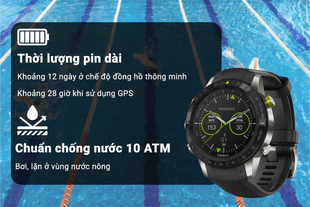 Đồng hồ thông minh Garmin MARQ Athlete 46mm Đen