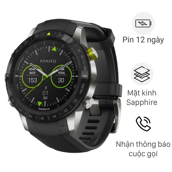 Đồng hồ thông minh Garmin MARQ Athlete 46mm Đen