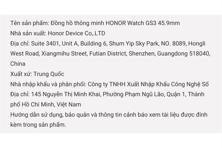 Đồng hồ thông minh HONOR Watch GS3 45.9mm Màu Xanh Dương