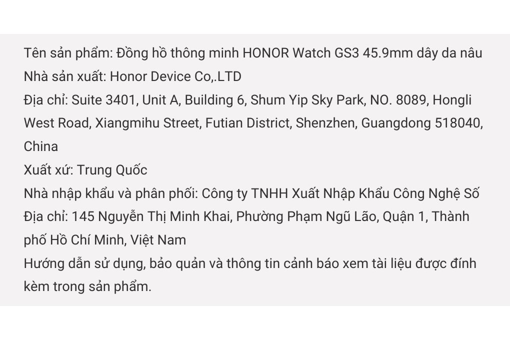 Đồng hồ thông minh HONOR Watch GS3 45.9mm Nâu Màu Nâu