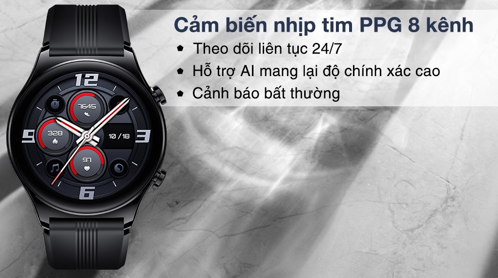 Đồng hồ thông minh HONOR Watch GS3 dây cao su - Theo dõi nhịp tim