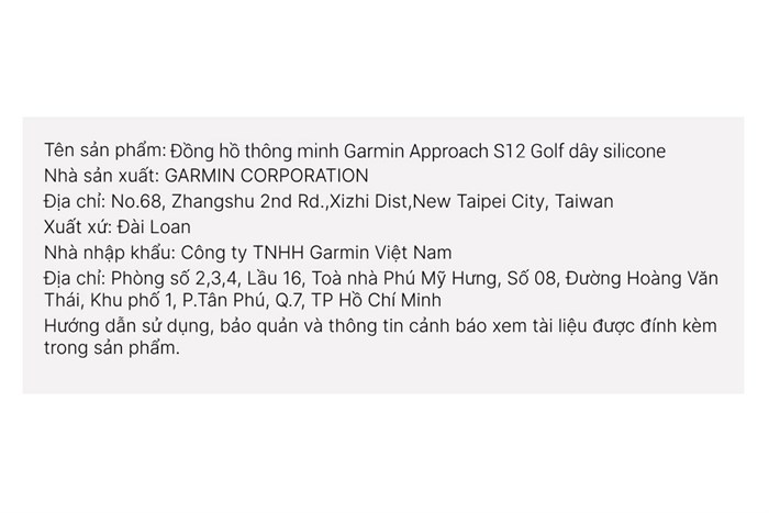 Đồng hồ thông minh Garmin Approach S12 Golf dây silicone Màu Trắng