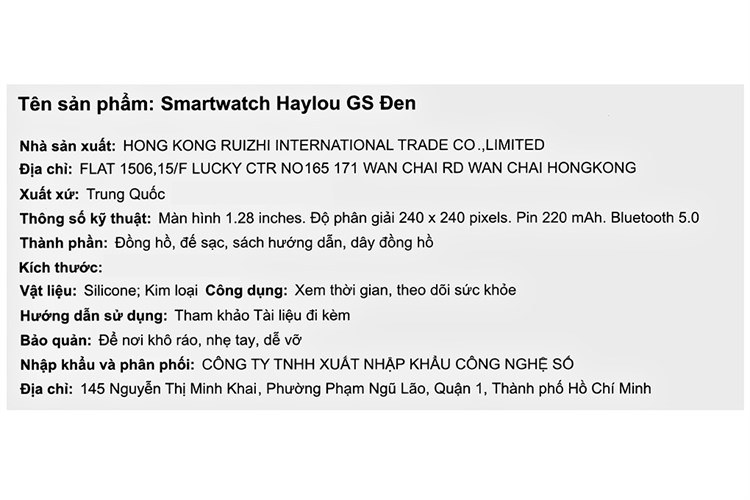 Đồng hồ thông minh HAYLOU GS 44.4mm Đen Màu Đen