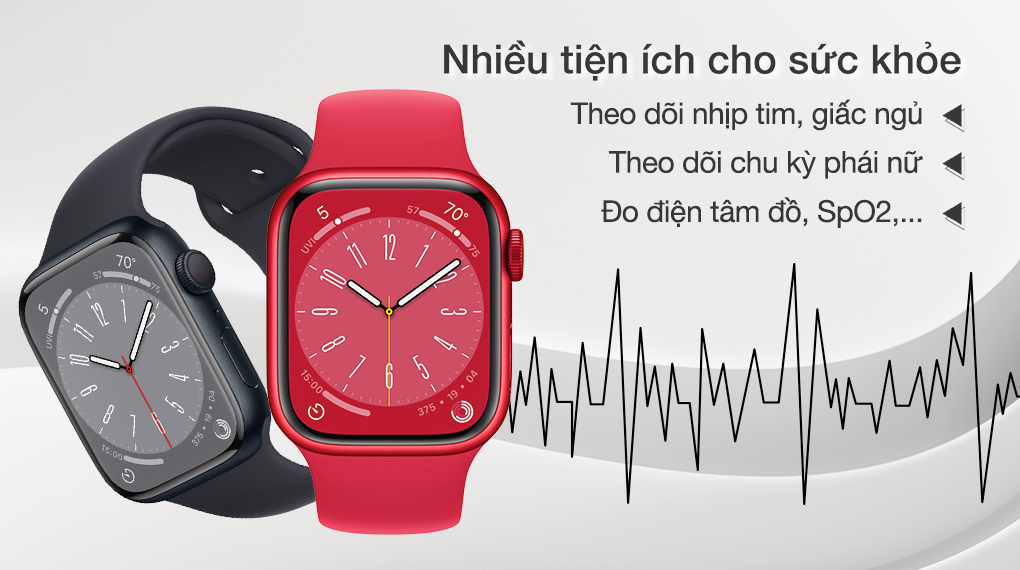 Apple Watch S8 GPS 45mm - Tiện ích theo dõi sức khỏe Apple Watch S8 GPS 45mm - Tiện ích theo dõi sức khỏe