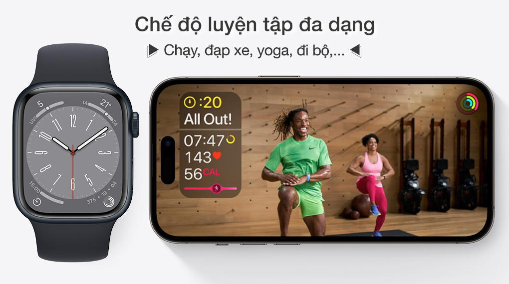 Apple Watch S8 GPS 45mm - Chế độ luyện tập Apple Watch S8 GPS 45mm - Chế độ luyện tập