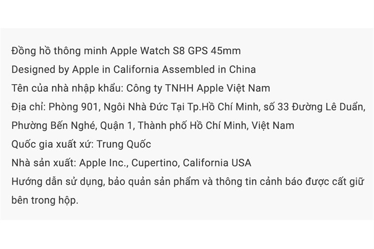 Đồng hồ thông minh Apple Watch Series 8 GPS 45mm viền nhôm dây thể thao Màu Trắng
