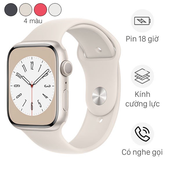 Đồng hồ thông minh Apple Watch Series 8 GPS 45mm viền nhôm dây thể thao