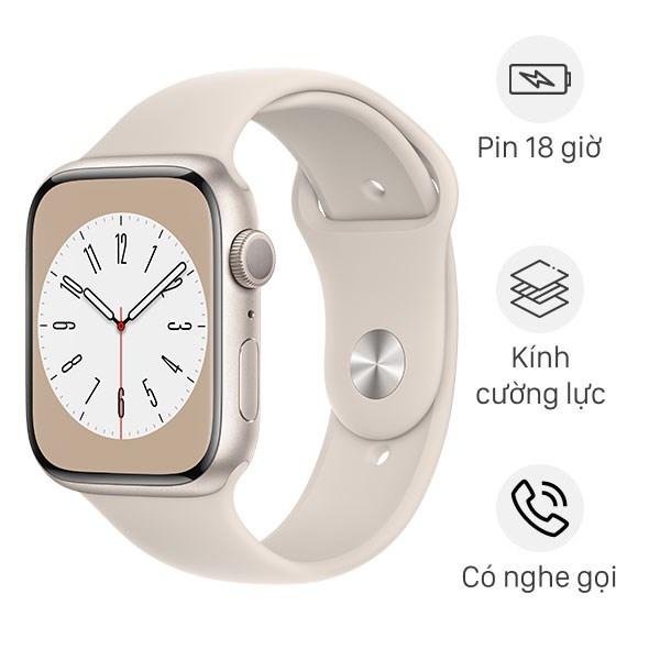 Apple Watch S8 GPS 45mm viền nhôm dây silicone