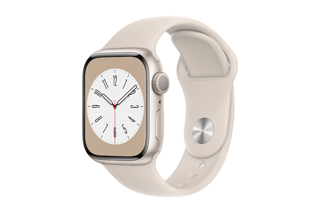 Đồng hồ thông minh Apple Watch Series 8 GPS 45mm viền nhôm dây thể thao Màu Trắng Starlight