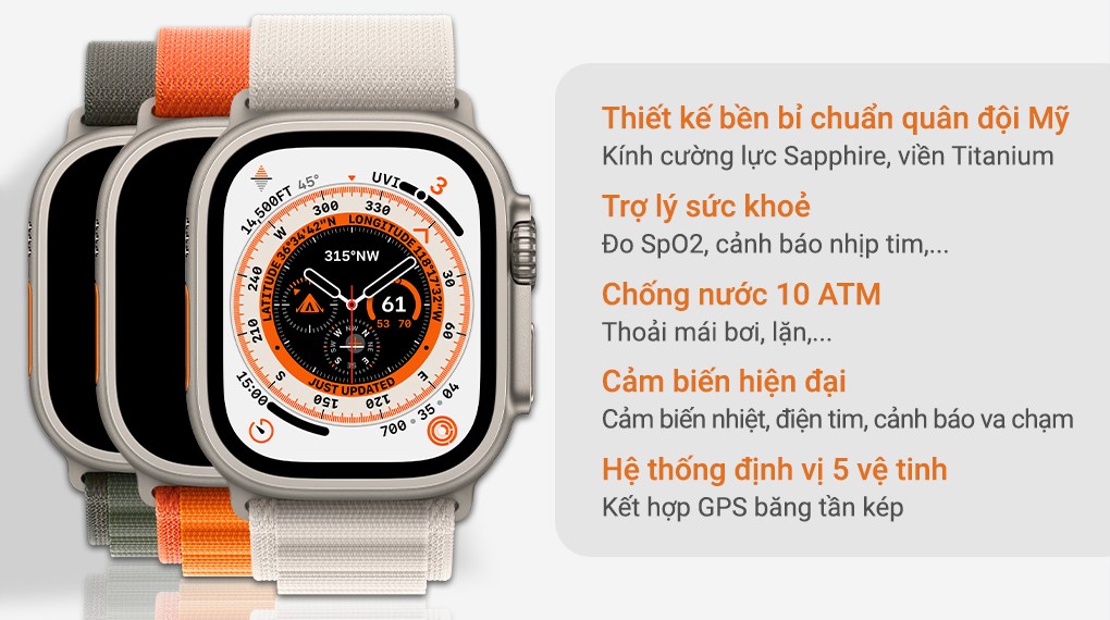 Đồng hồ thông minh Apple Watch Ultra GPS + Cellular 49mm viền Titanium dây Alpine size S
