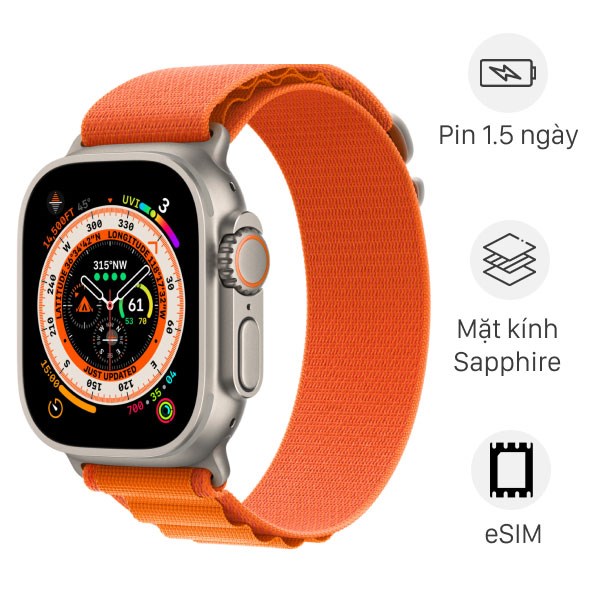 Đồng hồ thông minh Apple Watch Ultra GPS   Cellular 49mm viền Titanium dây Alpine size S