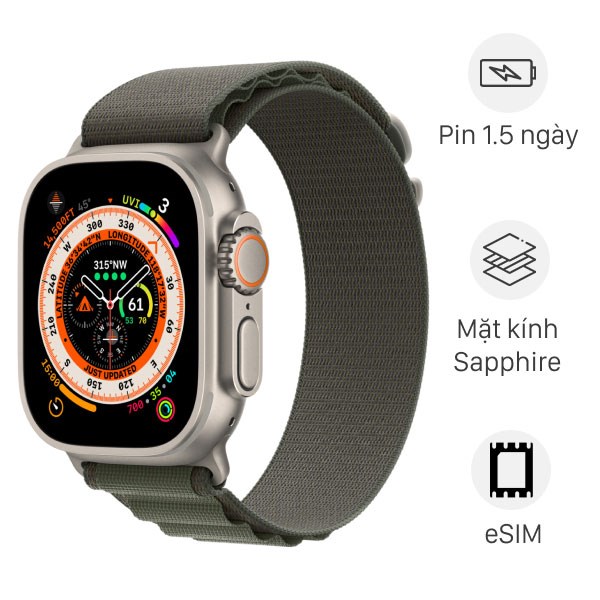 Đồng hồ thông minh Apple Watch Ultra GPS   Cellular 49mm viền Titanium dây Alpine size S
