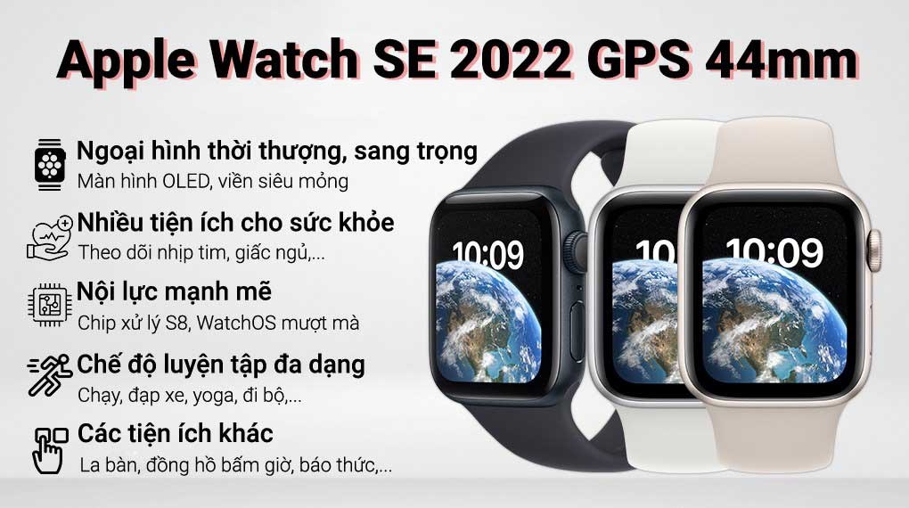 Apple Watch SE 2022 GPS 44mm viền nhôm dây thể thao