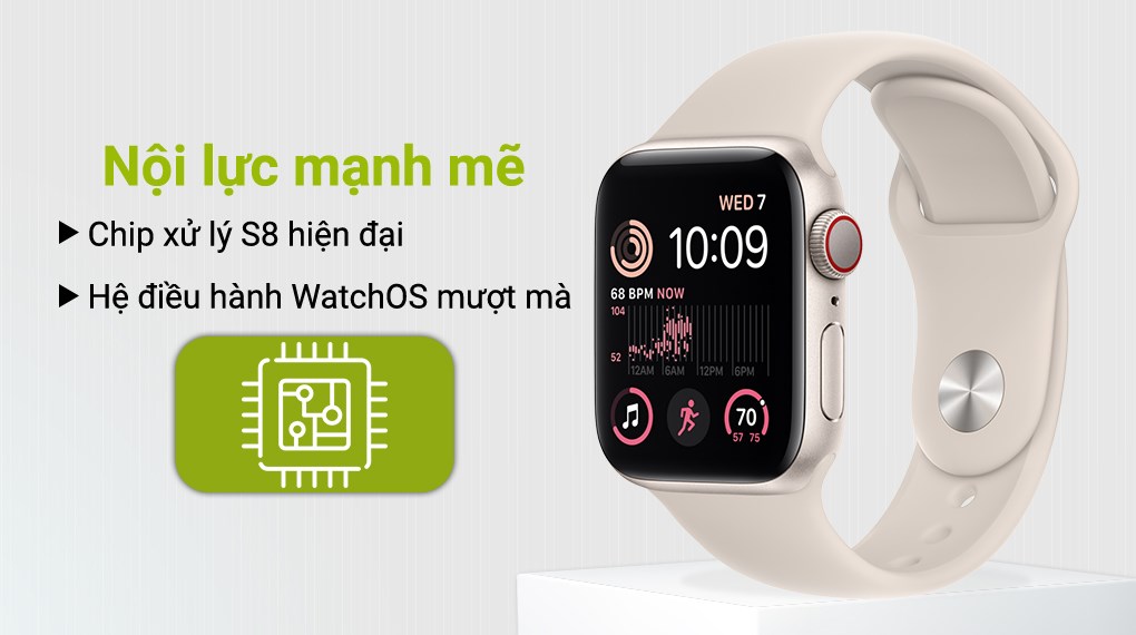 Đồng hồ thông minh Apple Watch SE 2022 GPS + Cellular 40mm viền nhôm dây thể thao