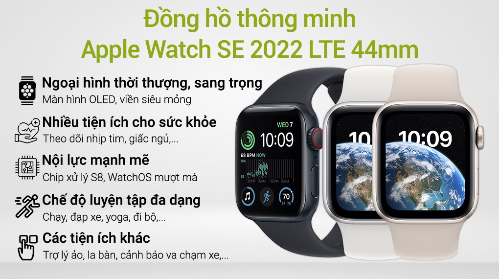 Apple Watch SE 2022 LTE là chiếc đồng hồ thông minh không thể bỏ qua cho những người yêu công nghệ. Hãy xem hình ảnh liên quan để khám phá tính năng tuyệt vời của nó.