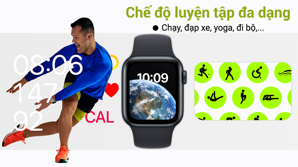 Apple Watch SE 2022 LTE 44mm - Luyện tập đa dạng chế độ
