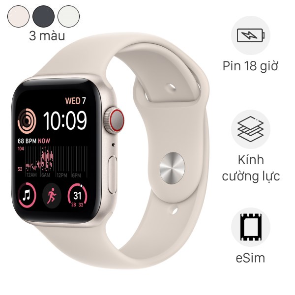 Đồng hồ thông minh Apple Watch SE 2022 GPS   Cellular 44mm viền nhôm dây thể thao