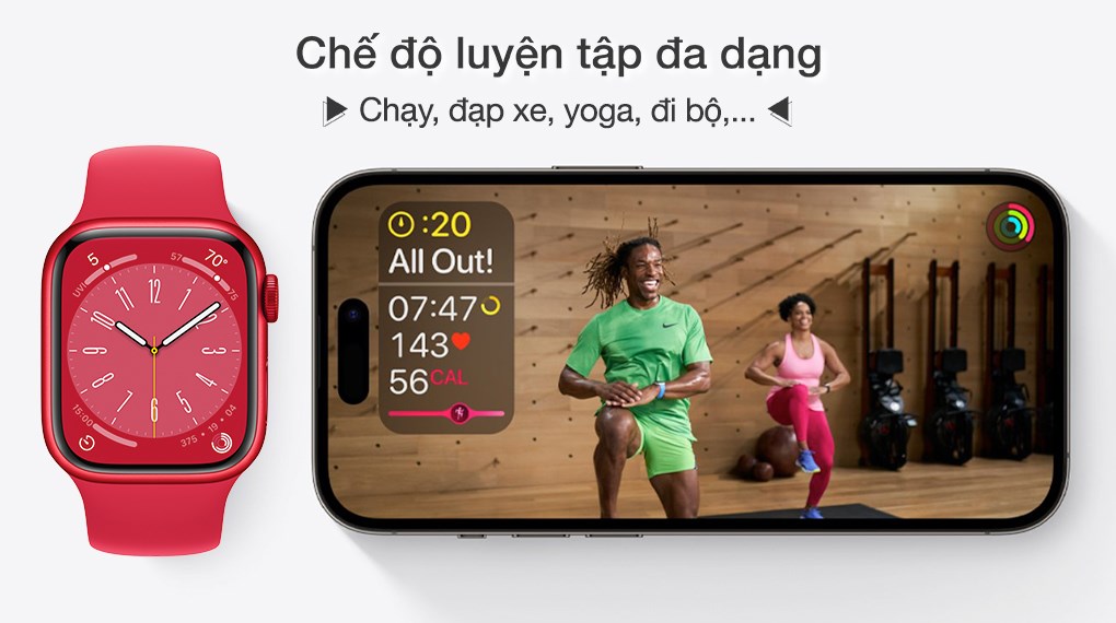 Đồng hồ thông minh Apple Watch Series 8 GPS + Cellular 41mm viền nhôm dây thể thao
