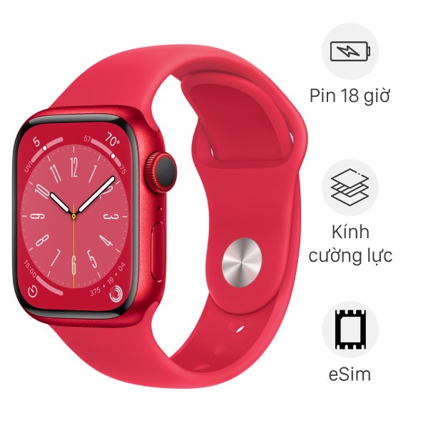 Apple Watch S8 LTE 41mm viền nh&ocirc;m d&acirc;y silicone