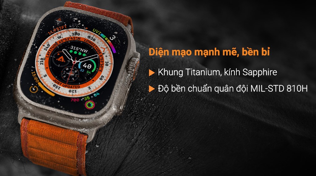 Đồng hồ thông minh Apple Watch Ultra GPS + Cellular 49mm viền Titanium dây Alpine size M