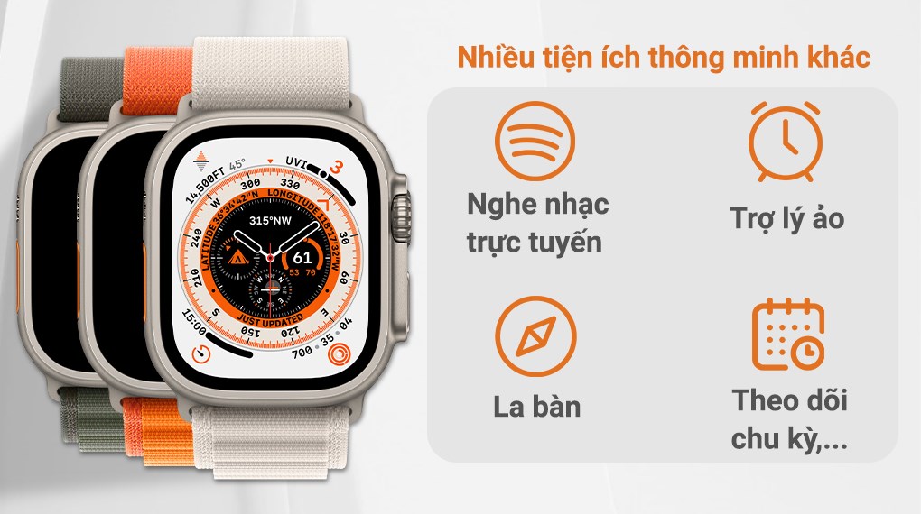 Đồng hồ thông minh Apple Watch Ultra GPS + Cellular 49mm viền Titanium dây Alpine size M