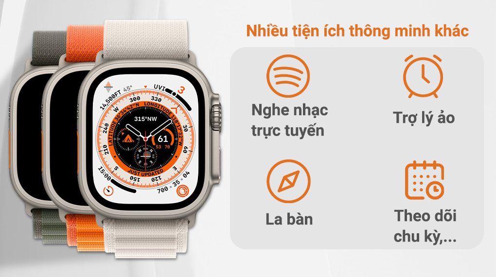 Apple Watch Ultra LTE 49mm dây Alpine size M - Tiện ích