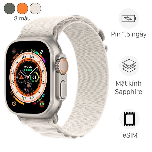 Đồng hồ thông minh Apple Watch Ultra GPS   Cellular 49mm viền Titanium dây Alpine size M