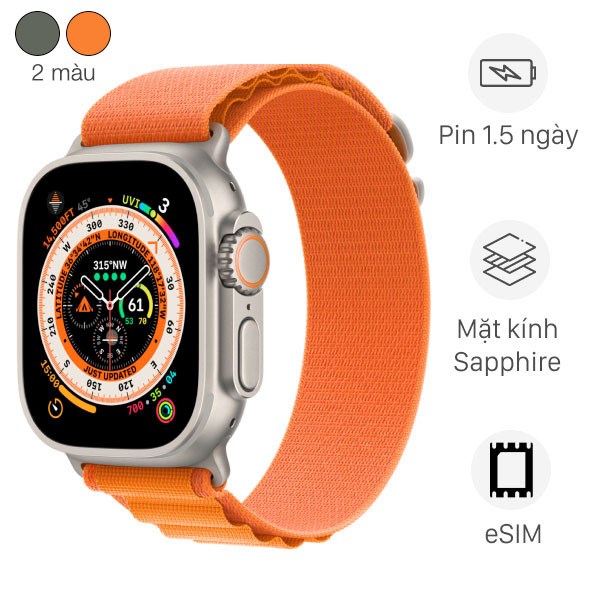 Đồng hồ thông minh Apple Watch Ultra GPS   Cellular 49mm viền Titanium dây Alpine size L