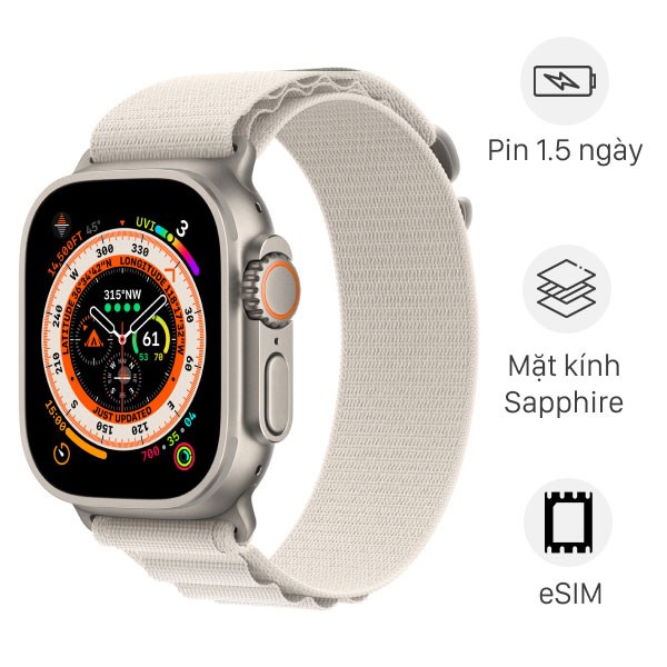 Đồng hồ thông minh Apple Watch Ultra GPS   Cellular 49mm viền Titanium dây Alpine size L