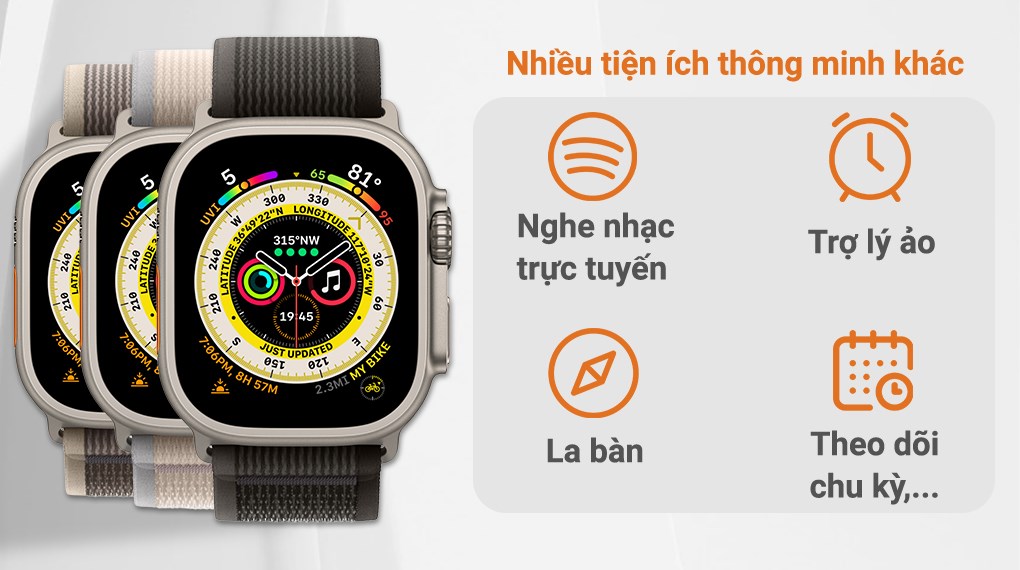 Đồng hồ thông minh Apple Watch Ultra GPS + Cellular 49mm viền Titanium dây Trail size S/M