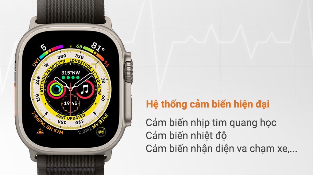 Đồng hồ thông minh Apple Watch Ultra GPS + Cellular 49mm viền Titanium dây Trail size M/L
