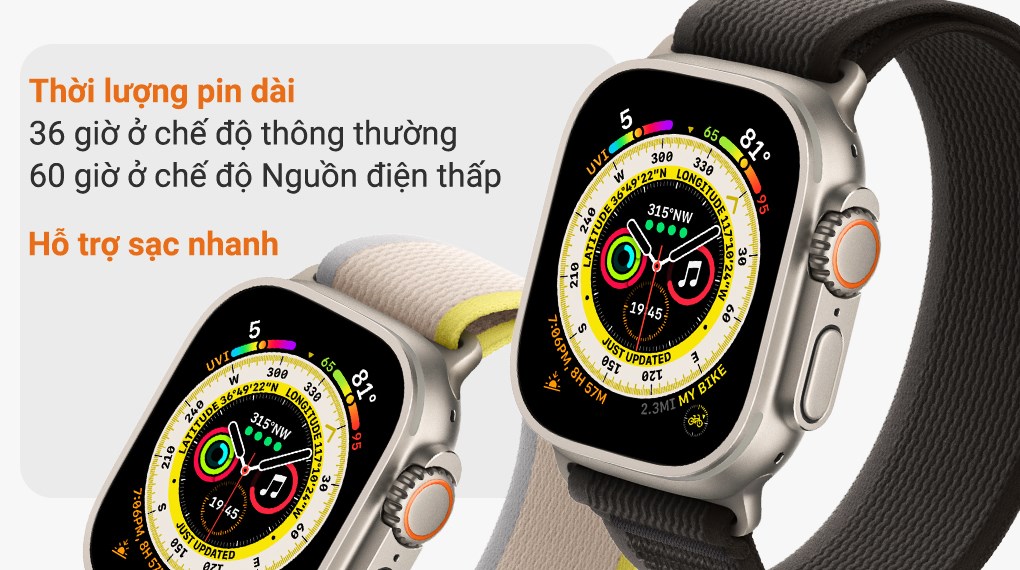Đồng hồ thông minh Apple Watch Ultra GPS + Cellular 49mm viền Titanium dây Trail size M/L
