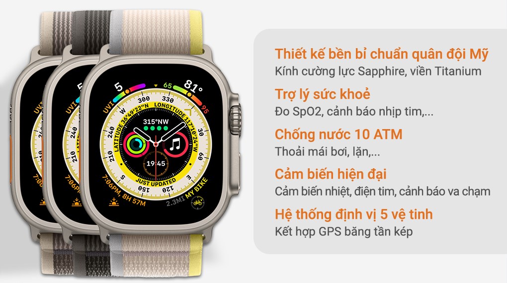 Đồng hồ thông minh Apple Watch Ultra GPS + Cellular 49mm viền Titanium dây Trail size M/L