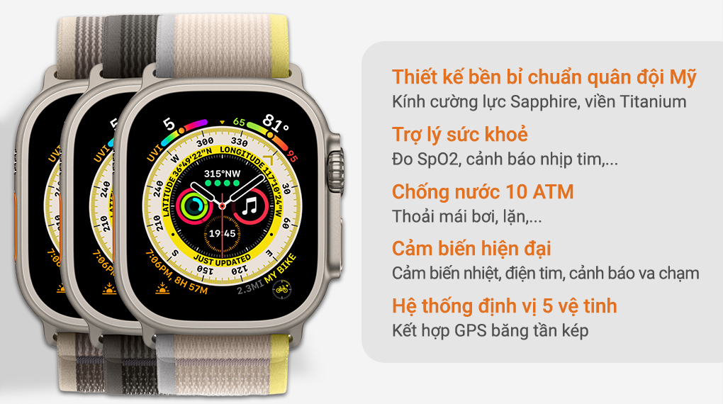 Đồng hồ Apple Watch Ultra LTE 49mm viền Titanium dây Trail size M/L - chính  hãng