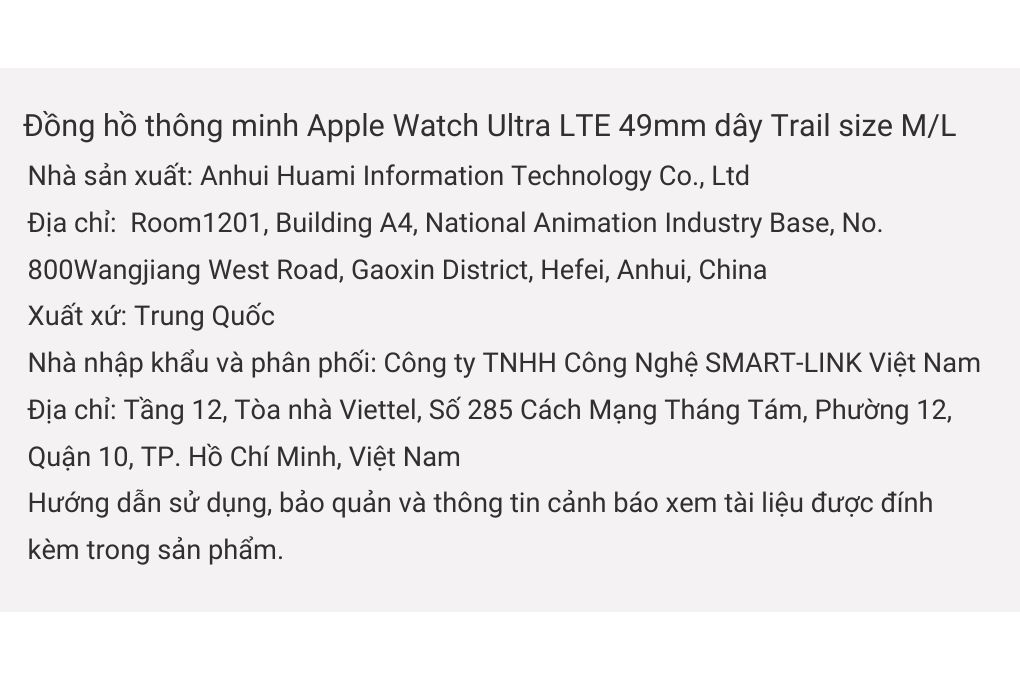 Đồng hồ thông minh Apple Watch Ultra GPS + Cellular 49mm viền Titanium dây Trail size M/L Màu Đen