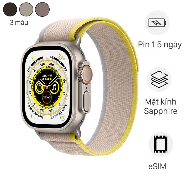 Đồng hồ thông minh Apple Watch Ultra GPS   Cellular 49mm viền Titanium dây Trail size M/L