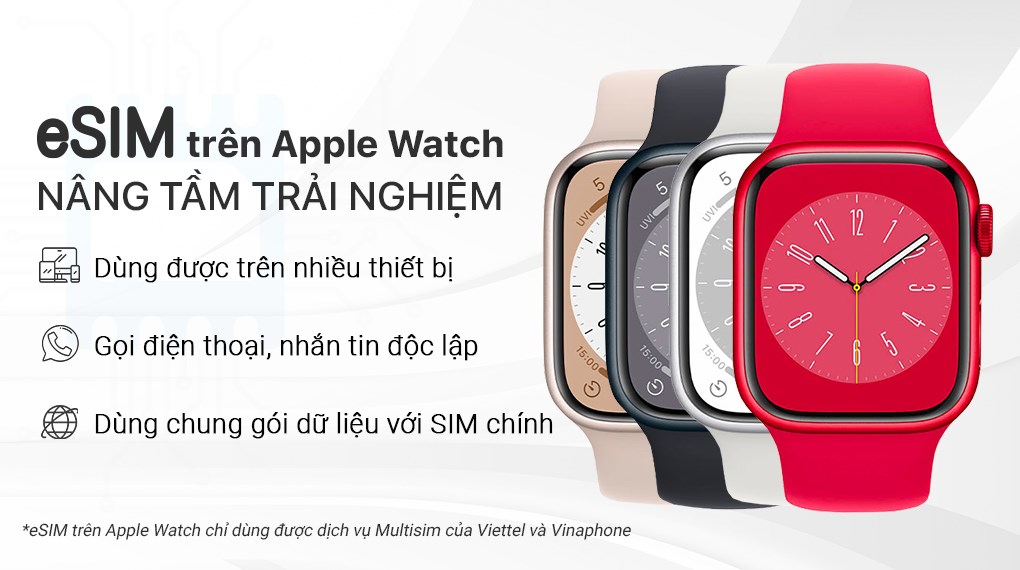 Đồng hồ thông minh Apple Watch Series 8 GPS + Cellular 45mm viền nhôm dây thể thao
