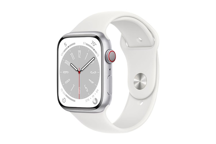 Đồng hồ thông minh Apple Watch Series 8 GPS + Cellular 45mm viền nhôm dây thể thao Màu Trắng