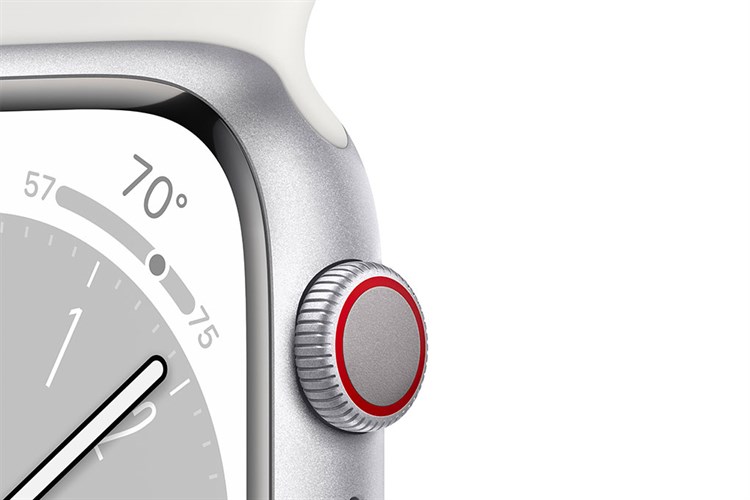 Đồng hồ thông minh Apple Watch Series 8 GPS + Cellular 45mm viền nhôm dây thể thao Màu Trắng