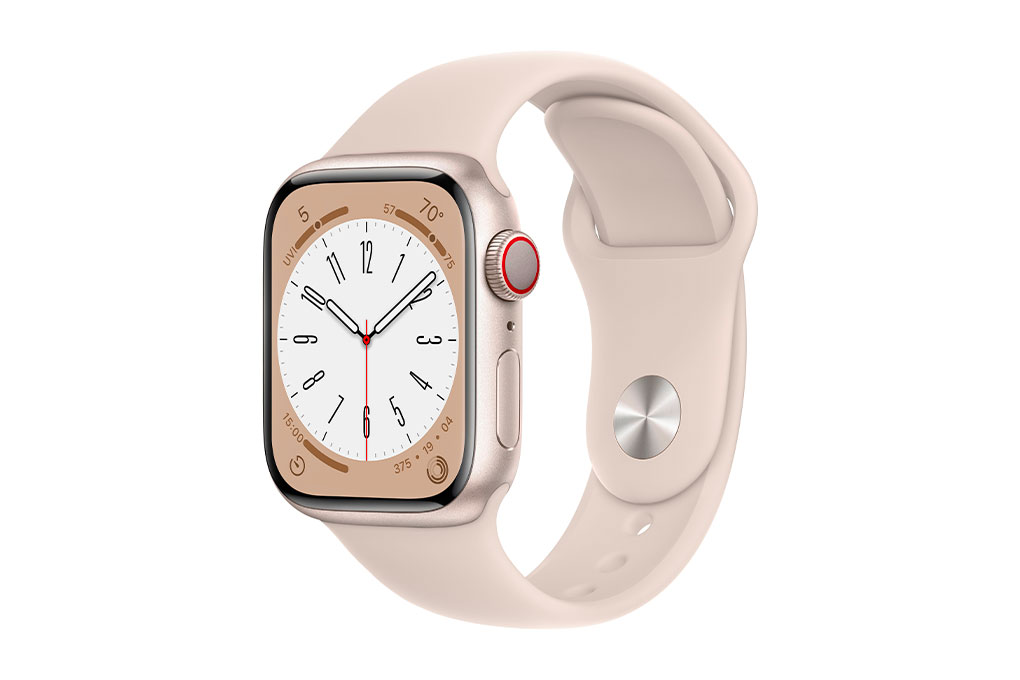 Đồng hồ thông minh Apple Watch Series 8 GPS + Cellular 45mm viền nhôm dây thể thao Màu Trắng Starlight