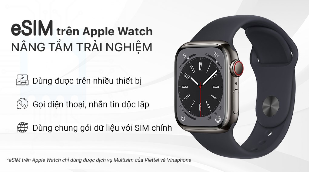 Đồng hồ thông minh Apple Watch Series 8 GPS + Cellular 41mm viền thép dây thể thao
