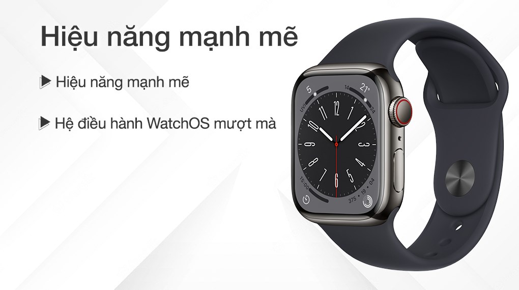 Đồng hồ thông minh Apple Watch Series 8 GPS + Cellular 41mm viền thép dây thể thao