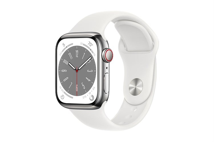 Đồng hồ thông minh Apple Watch Series 8 GPS + Cellular 41mm viền thép dây thể thao Màu Trắng