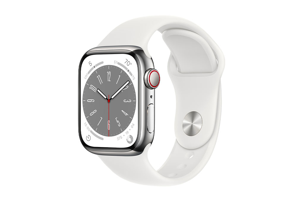 Đồng hồ thông minh Apple Watch Series 8 GPS + Cellular 41mm viền thép dây thể thao Màu Trắng