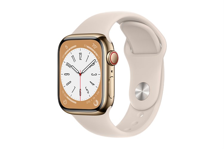 Đồng hồ thông minh Apple Watch Series 8 GPS + Cellular 41mm viền thép dây thể thao Màu Trắng Starlight