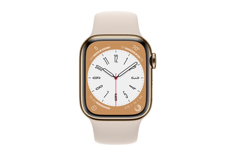 Đồng hồ thông minh Apple Watch Series 8 GPS + Cellular 41mm viền thép dây thể thao Màu Trắng Starlight