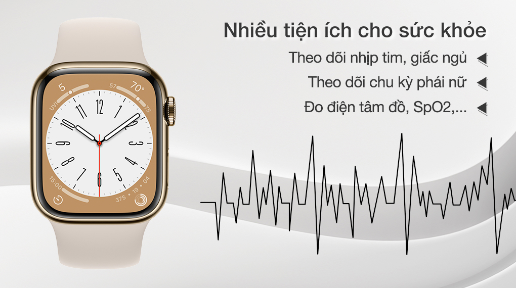 Apple Watch S8 LTE 45mm viền thép - Tiện ích sức khoẻ