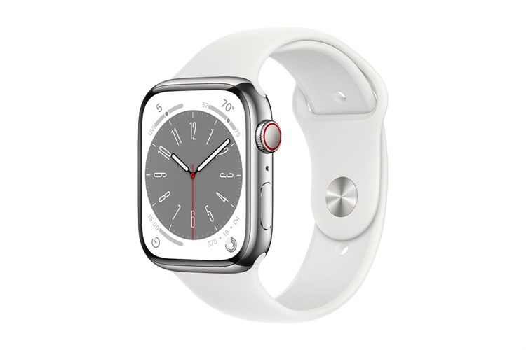 Đồng hồ thông minh Apple Watch Series 8 GPS + Cellular 45mm viền thép dây thể thao Màu Trắng